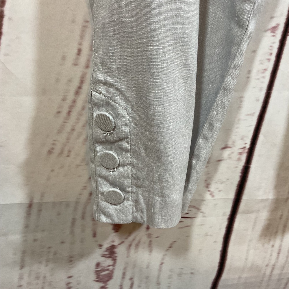 J. Jill Linen Stretch Gray Cropped Capri Pants Womens Medium Tapered Button Hem - Picture 6 of 13